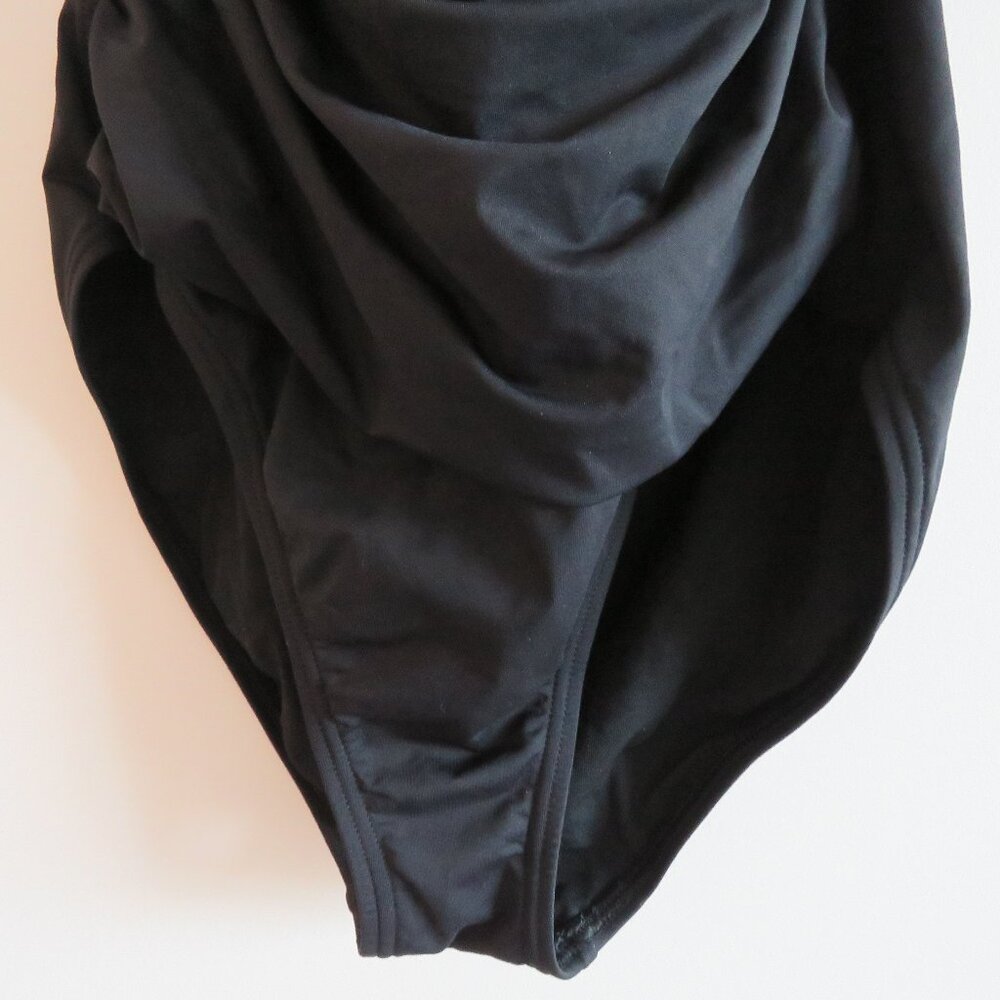 TOMMY BAHAMA Pearl Convertible One-Piece Swimsuit in Black Ruched - Size US 12 - Picture 4 of 13
